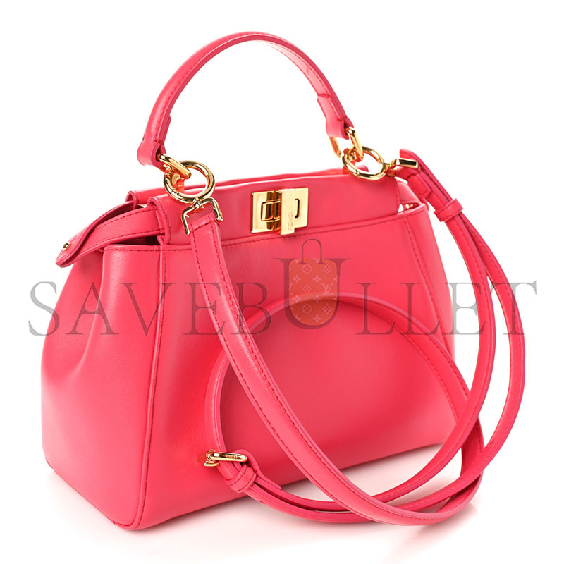 FENDI NAPPA STACKED BAR MINI PEEKABOO ICONIC SATCHEL LAMPONE (23*18*11cm) 